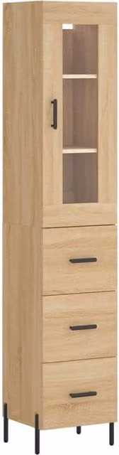 Berkfield Home Sonoma Oak Highboard in Brown, W/D/H: 34.5 x 34 x 180 cm – 1