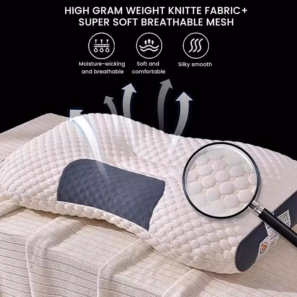 Hinsinc 2-Pack Orthopaedic Cervical Neck and Shoulder Pain Relief Pillows in Milk White – 6