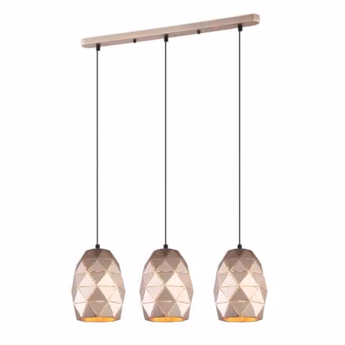 Netlighting Italux Harley Modern Suspended Pendant Light in Gold/Brass with 3 x E27 Sockets