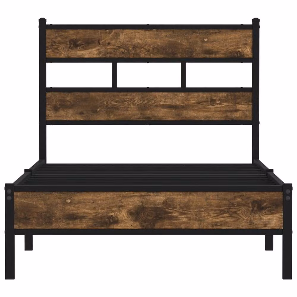 Berkfield Home Sonoma Oak Single Bed Frame with Headboard in Brown, W/D/H: 90 x 190 cm – 3