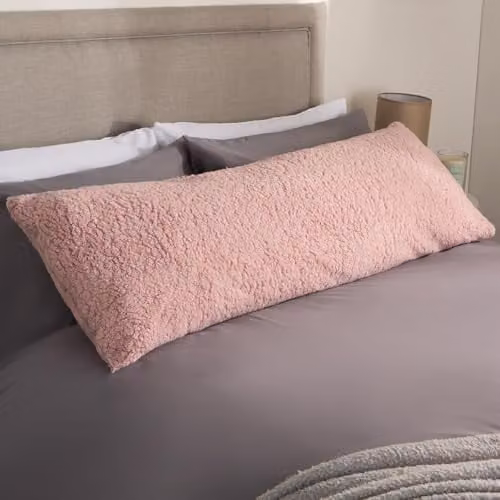 OHS Teddy Fleece Bolster Pillow for Pregnancy and Maternity Support, Pink, W/D/H: 137 x 40 x 40 cm – 1