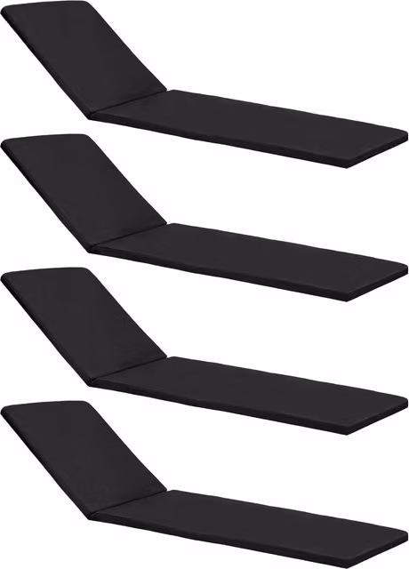 Gardenista Modern Rectangular Outdoor Sun Lounger Cushion Set in Black, Pack of 4