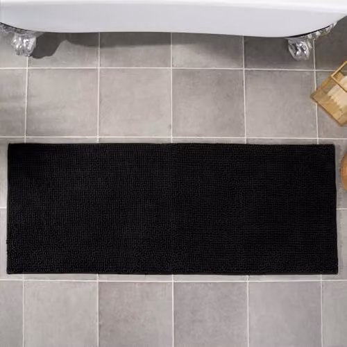 OHS Black Chenille Noodle Bath Mat, Non-Slip and Absorbent, W/D/H: 45 x 110 x 1 cm – 2