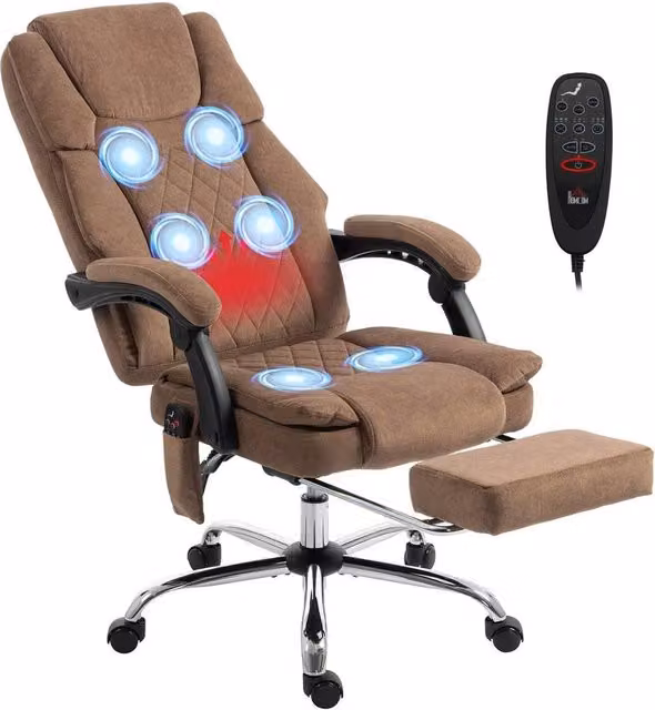 FORGEVIO Brown Executive Office Desk Chair with Massage and Heat Function – 1