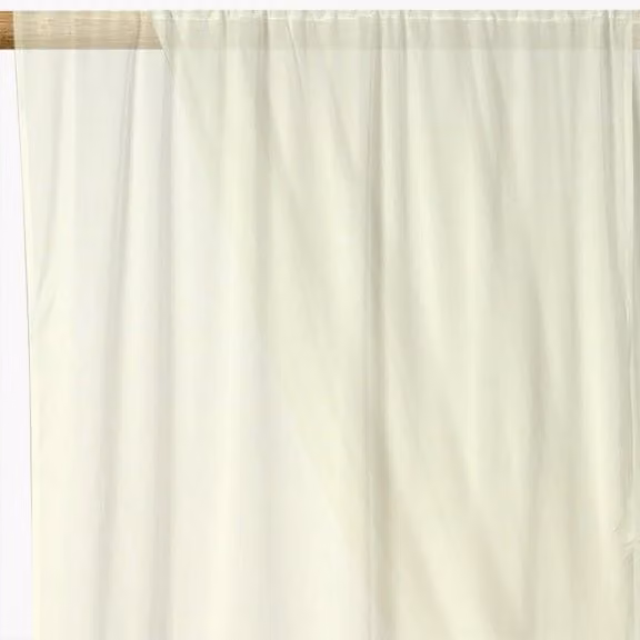 Terrys Charlotte Voile Fabric Panel in Beige and White Linen with Rod Pocket