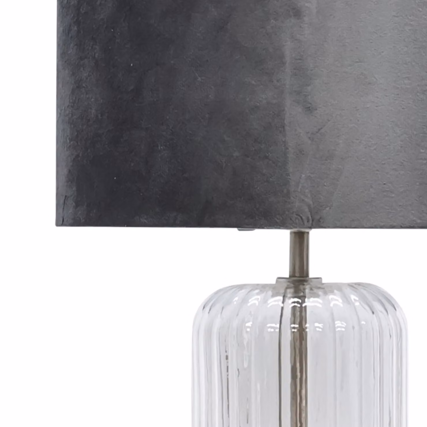 First Choice Lighting Walpole Fluted Glass Table Lamp with Grey Shade in Brushed Chrome – 2