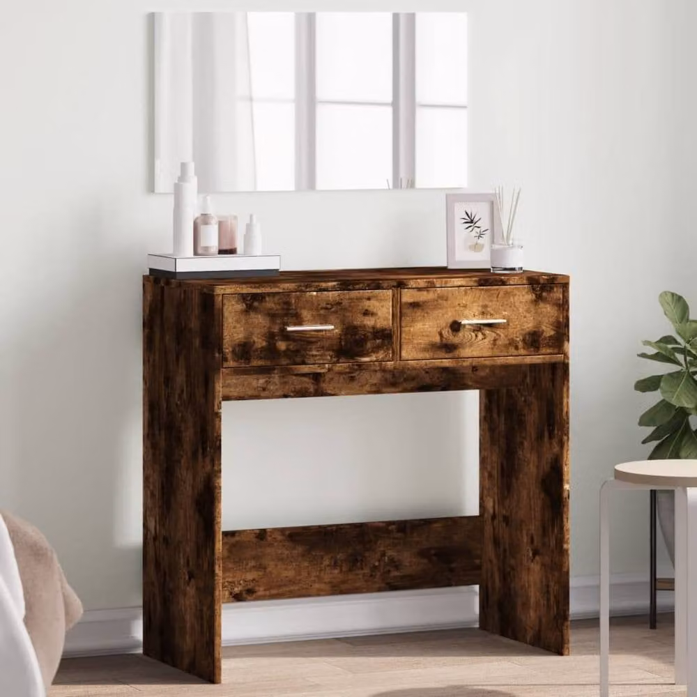 Berkfield Home Modern Dressing Table with Mirror in Smoked Oak Brown, W/D/H: 80 x 39 x 80 cm – 2