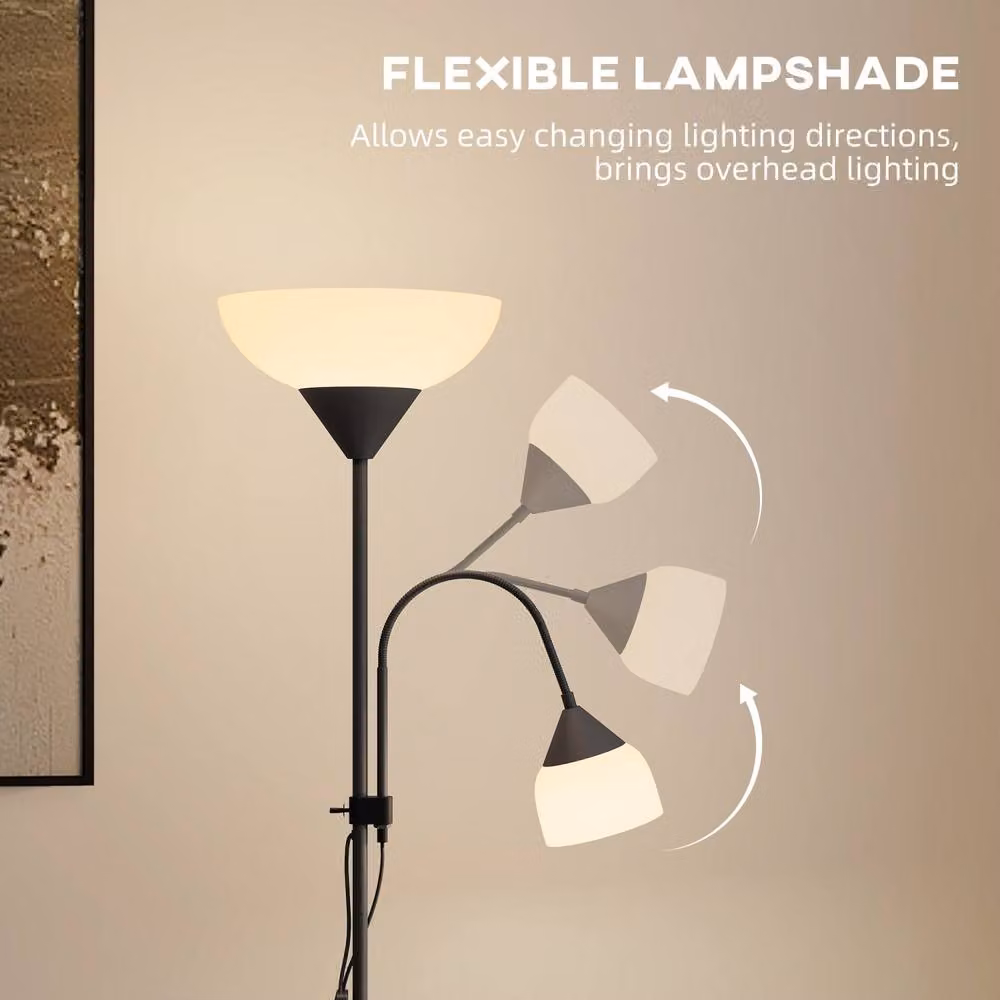 Wyld Haus Rira Nido Black Metal Uplighter Floor Lamp with Adjustable Gooseneck – 4