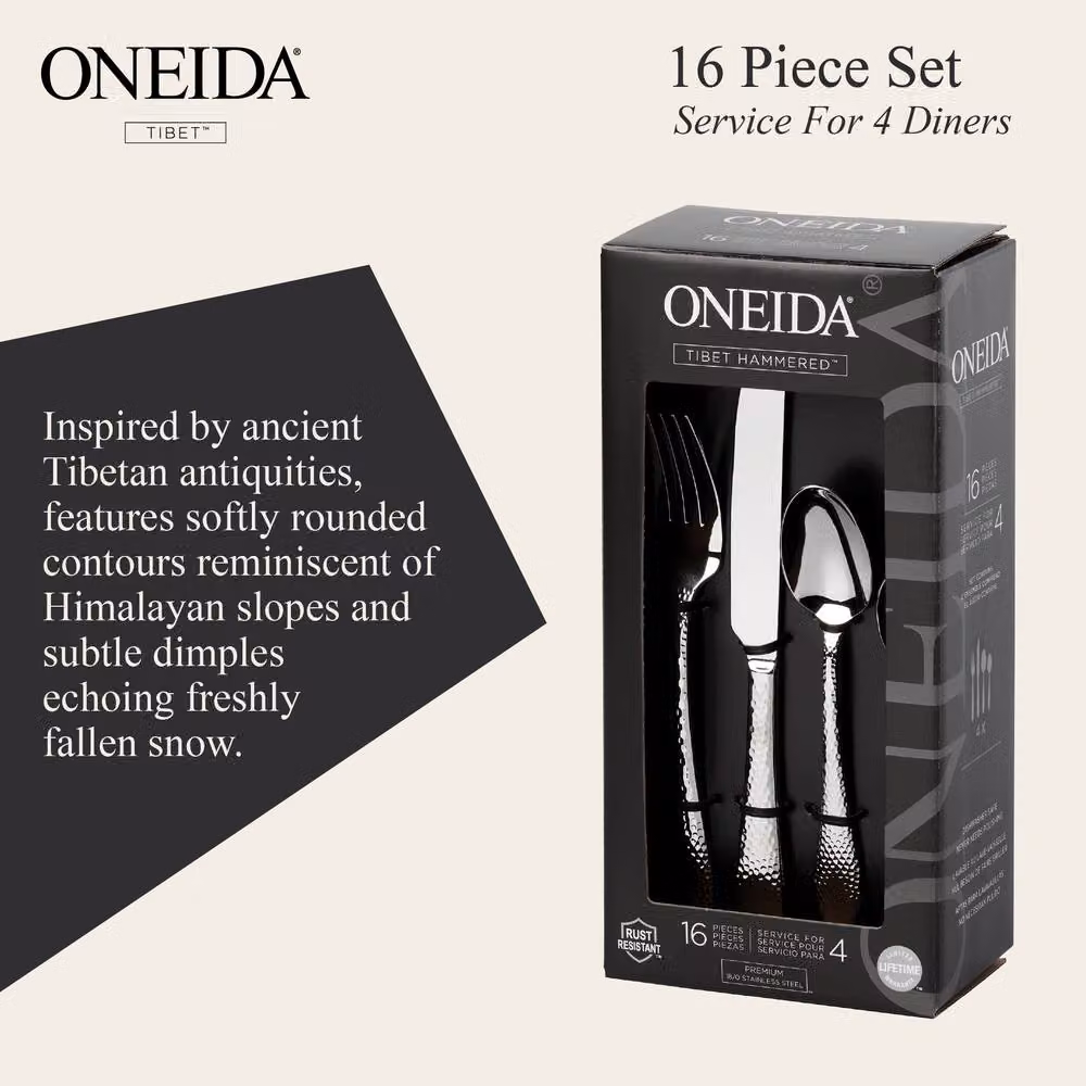Oneida Tibet 16 Piece Polished Stainless Steel Cutlery Set in Silver – 3