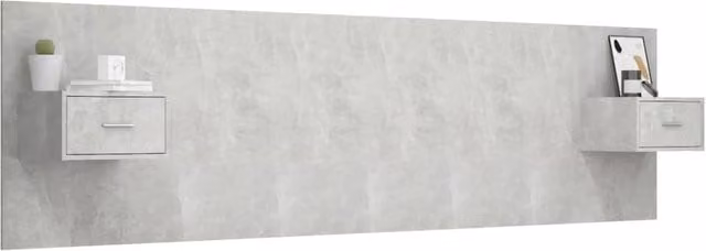 Berkfield Home Classic Bed Headboard with Integrated Nightstand Cabinets in Concrete Grey Engineered Wood