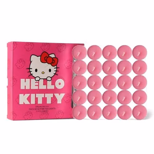 Hello Kitty Dreamlike City Scented Tealight Candles, Pink, Pack of 50, D: 3.77 cm, H: 1.45 cm – 2