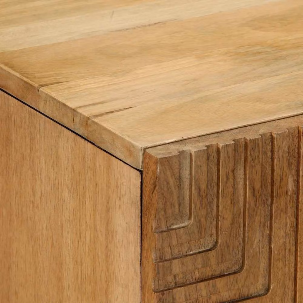 Berkfield Home Brown Mango Wood Modern Geometric Sideboard W/D/H: 60 x 33 x 75 cm – 3