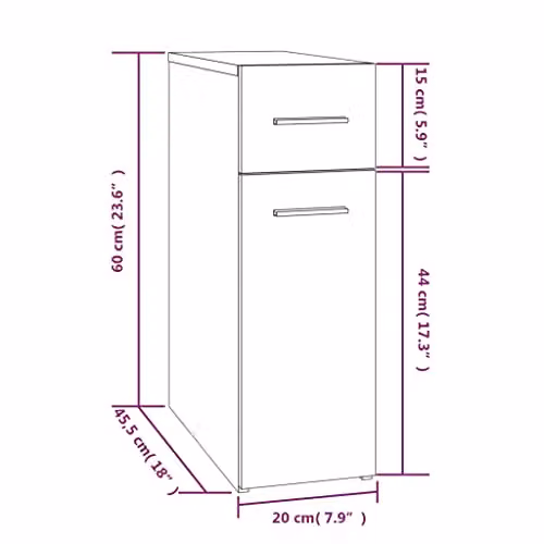 vidaXL Apothecary Cabinet in Brown Oak, W/D/H: 45.5 x 20 x 60 cm – 3