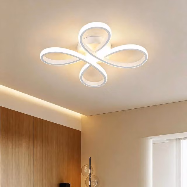 Goeco Modern LED Ceiling Light, 30W, 3000K Warm White, 4-Head Flower Design in White Acrylic and Metal – 1