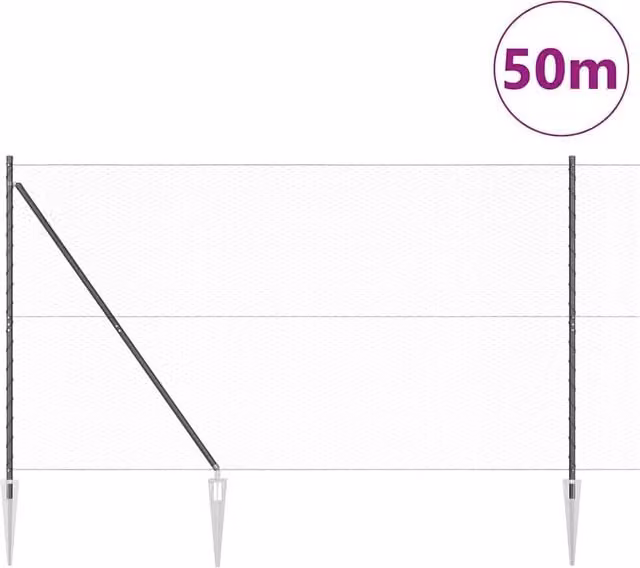 Berkfield Home Grey Powder-Coated Steel Hexagon Fence, H: 160 cm x W: 50 m