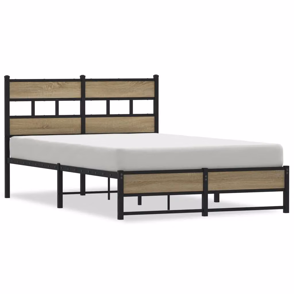 Berkfield Home Metal Bed Frame in Sonoma Oak Brown, W/D/H: 120 x 200 cm – 2