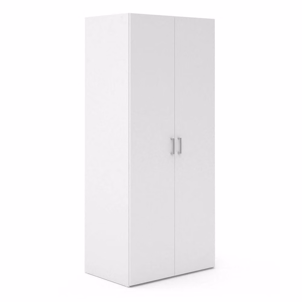 Wyld Haus Munich 2 Door White Wooden Wardrobe with Internal Shelves and Hanging Rod, H 175.4 x W 77.6 x D 49.4 cm – 2