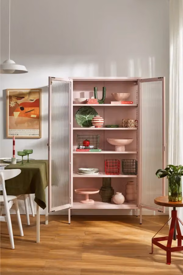 Mustard Made The Collector Pink Freestanding Cabinet with Glass Doors, H 170 x W 85 x D 40 cm – 3