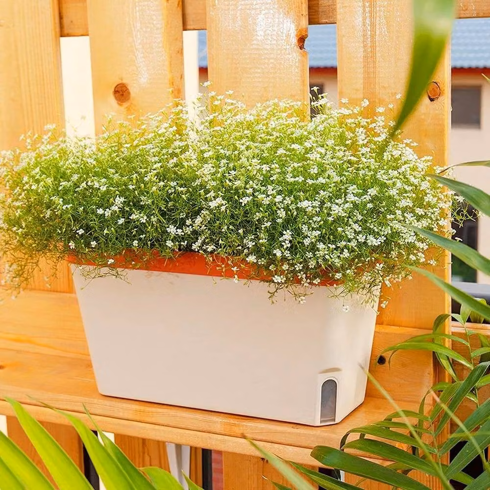EONLION Set of 3 White Self Watering Plastic Plant Pots – 3