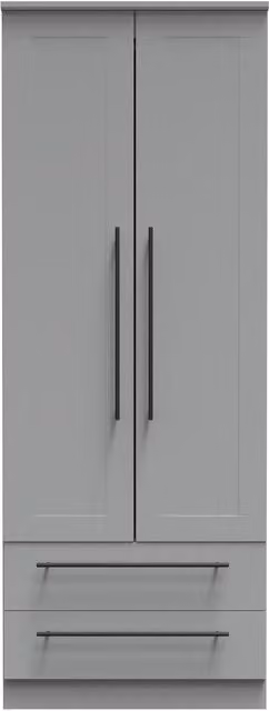 2 U Howard Ready Assembled 2 Door 2 Drawer Wardrobe in Dark Grey
