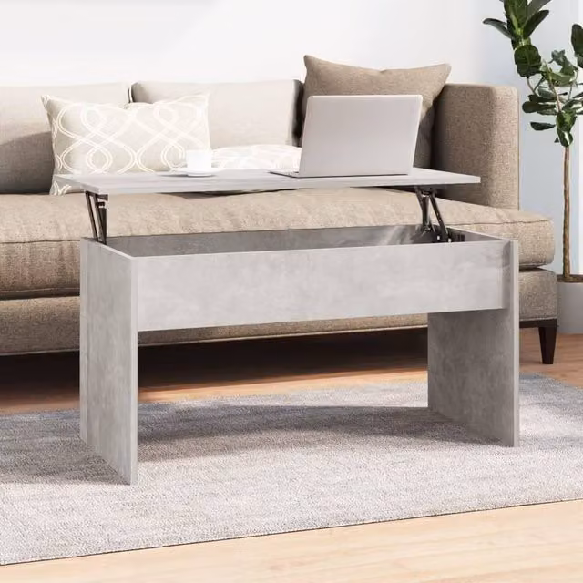Berkfield Home Modern Rectangular Coffee Table in Grey with Lift Mechanism, W: 102 cm, D: 50.5 cm, H: 52.5 cm – 1