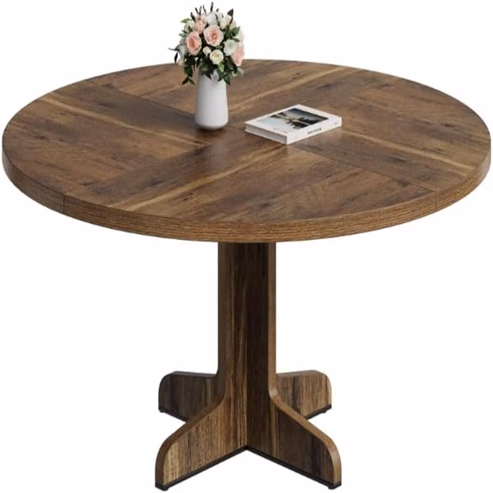 London Boutique Modern Round Wooden Dining Table in Brown, Diameter: 120 cm – 2