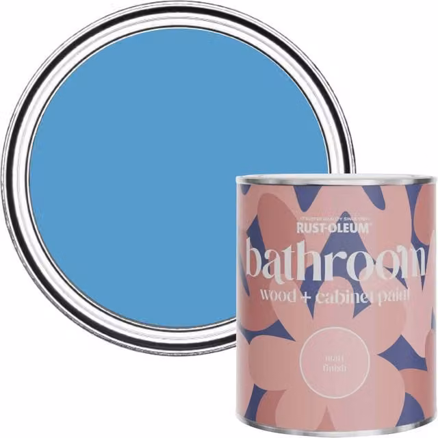 Rust-Oleum Blue Moisture Resistant Bathroom Wood and Cabinet Paint in Matt Finish, Cerulean, 0.75 l
