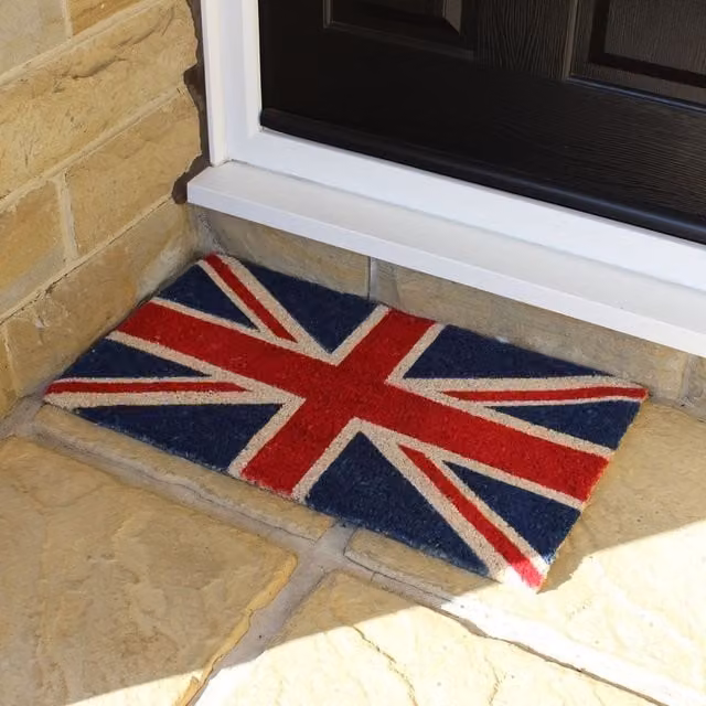 JVL Multicolour Union Jack Coir Doormat with Non-Slip Rubber Backing