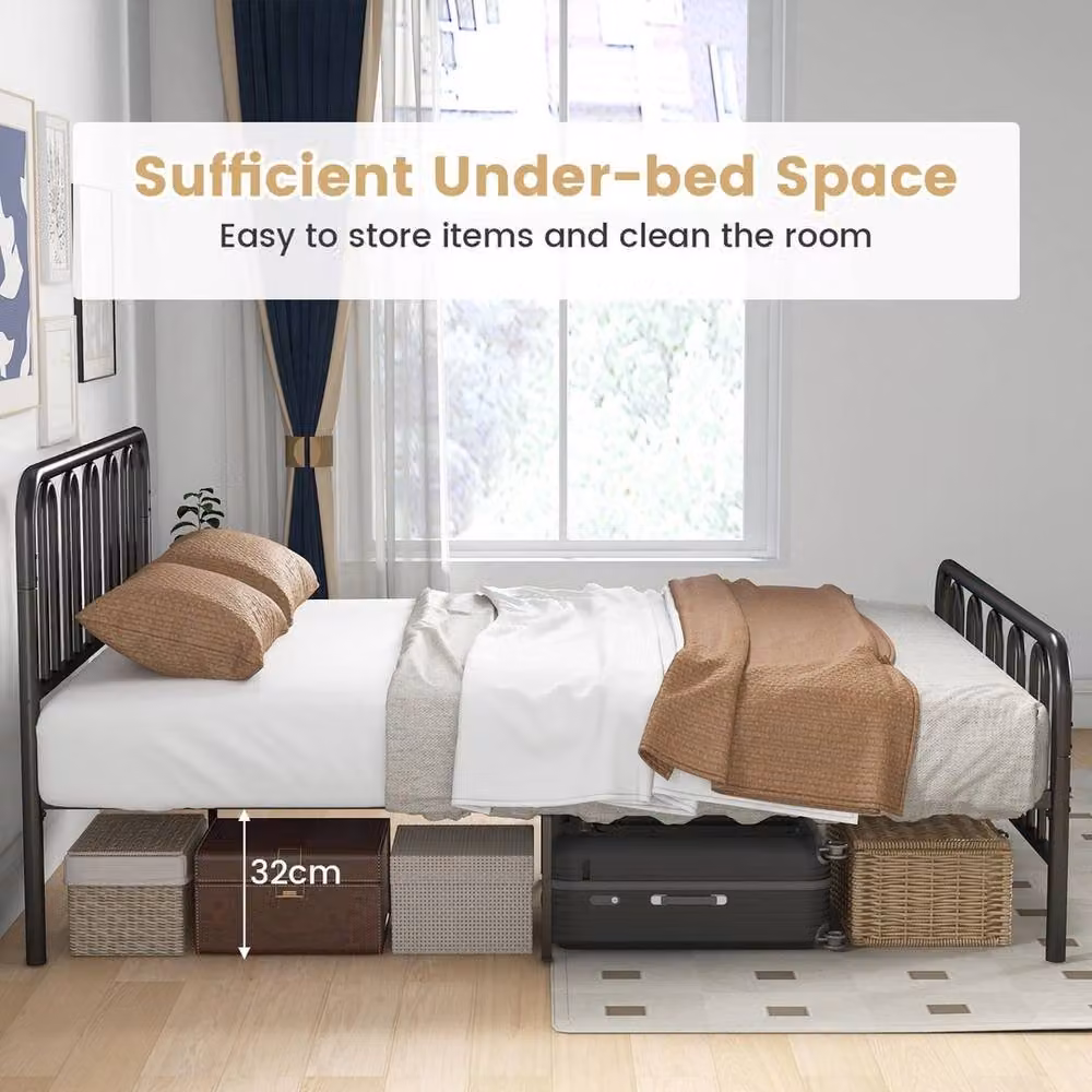 EONLION King Size Metal Platform Bed Frame in Black, W/D/H: 180 x 200 cm – 4