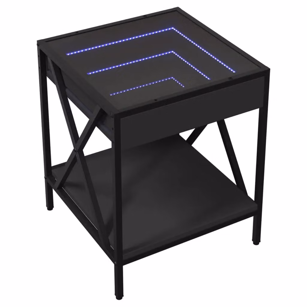 Berkfield Home Bedside Table with Infinity LED Lighting in Black, W/D/H: 40 x 40 x 49 cm – 3