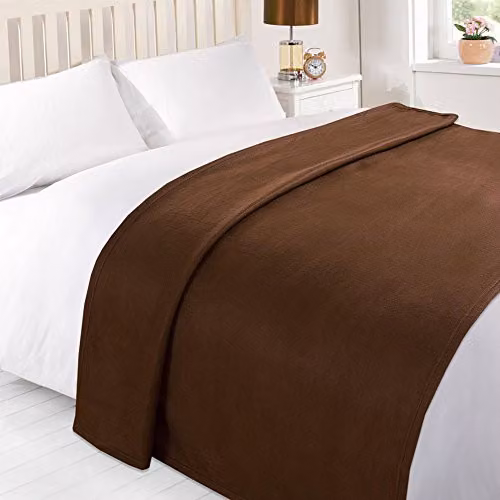 Dreamscene Plain Brown Fleece Throw Blanket, W/D/H: 120 x 150 cm – 2