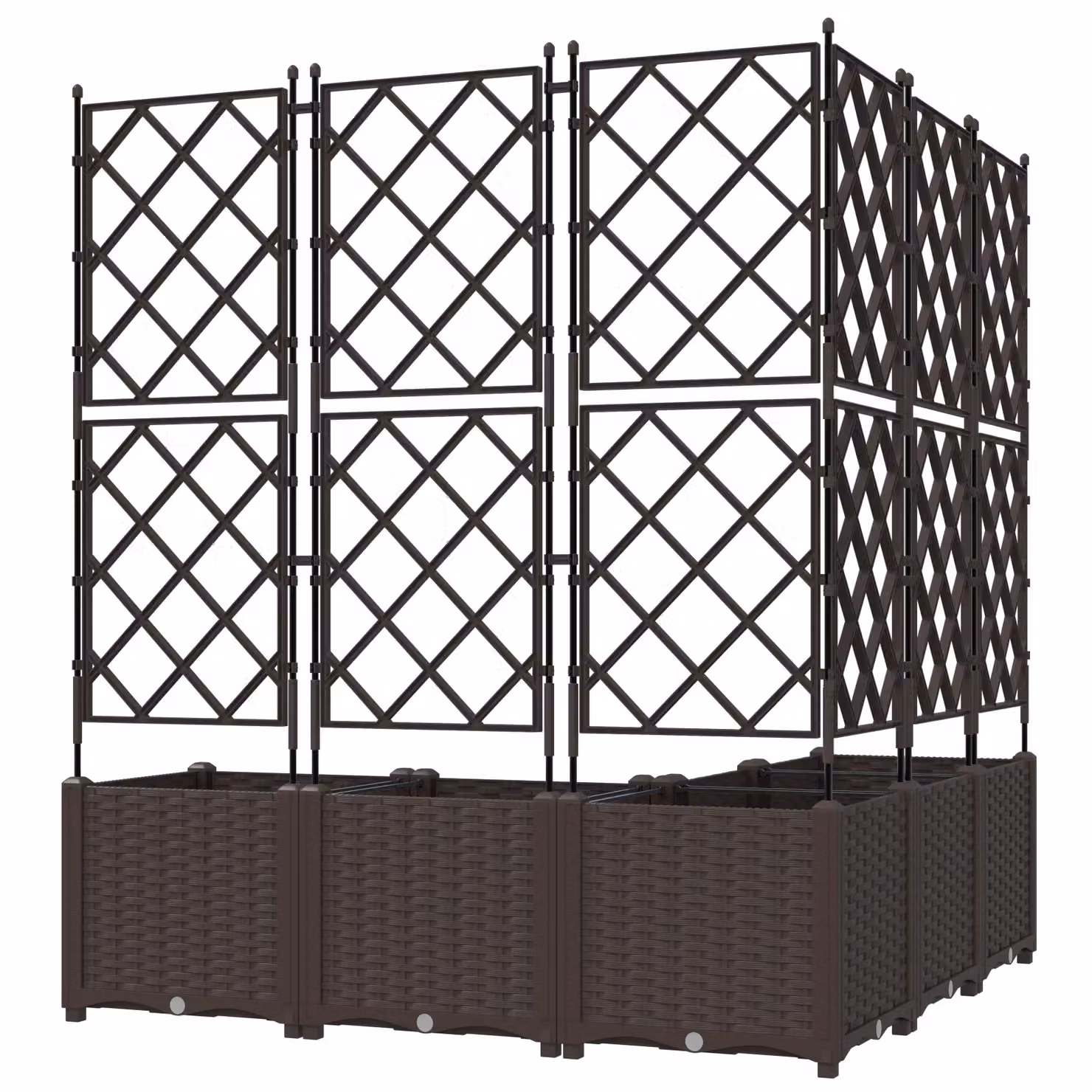 Berkfield Home Garden Planter with Trellis, 5 Pieces, Brown, W/D/H: 120 x 120 x 143 cm – 5