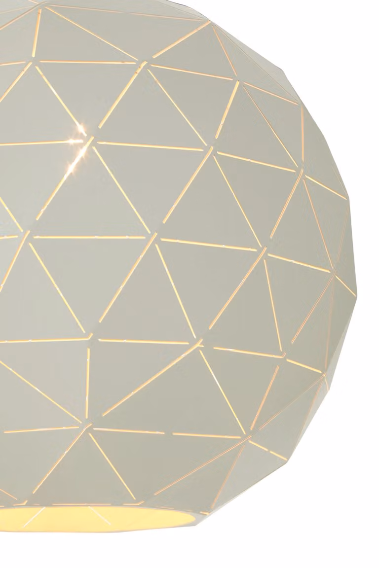 Orsina Small Geometric Metal Pendant Light in White with Gold Interior
