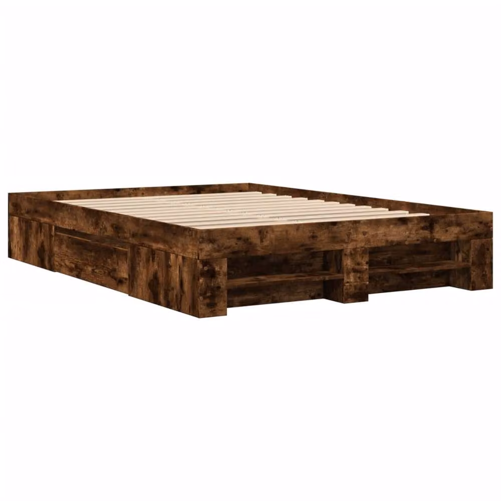 Berkfield Home Small Double Bed Frame in Smoked Oak Brown, W/D/H: 120 x 200 cm – 2