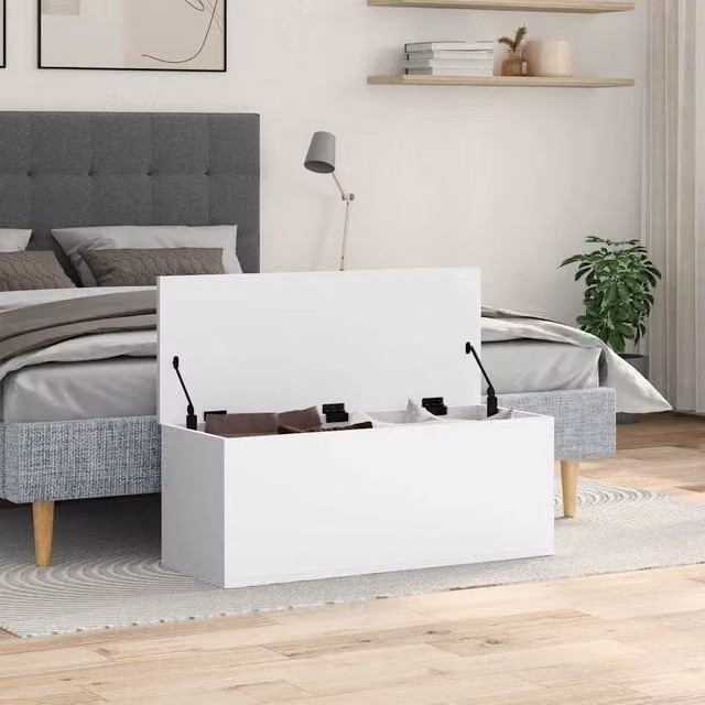 Berkfield Home White MDF Storage Box W: 90 cm, D: 35 cm, H: 35 cm – 1