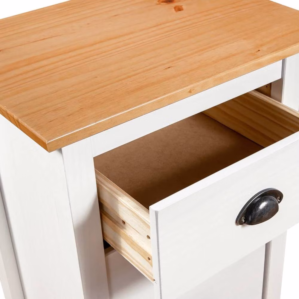 Berkfield Home Hill Sideboard in White and Brown Solid Pine Wood, W/D/H: 46 x 35 x 80 cm – 2