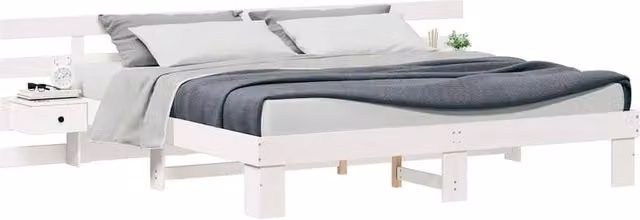 Berkfield Home Modern White Solid Wood Bed with Drawers 200 x 200 cm