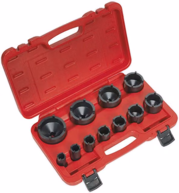 Loops 11 Pack 4 Tooth Castellated Ball Joint Axle Socket Set 15mm to 61mm 1/2 Inch Chrome Molybdenum Impact Bits