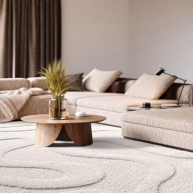 The Rug Shop UK Modern Abstract Machine Woven Easy Care Cream Area Rug W: 240 cm, L: 340 cm
