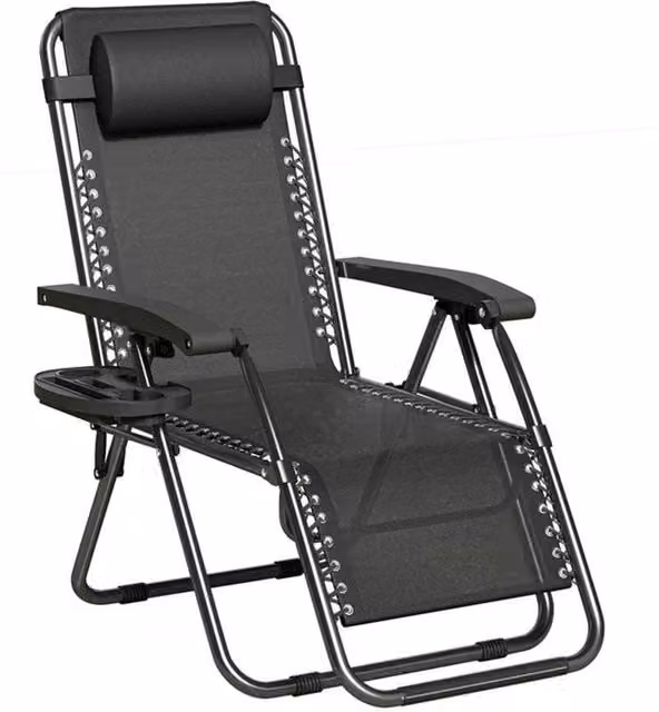 Nordara Set of 1 Zero Gravity Chairs in Black Textilene Fabric