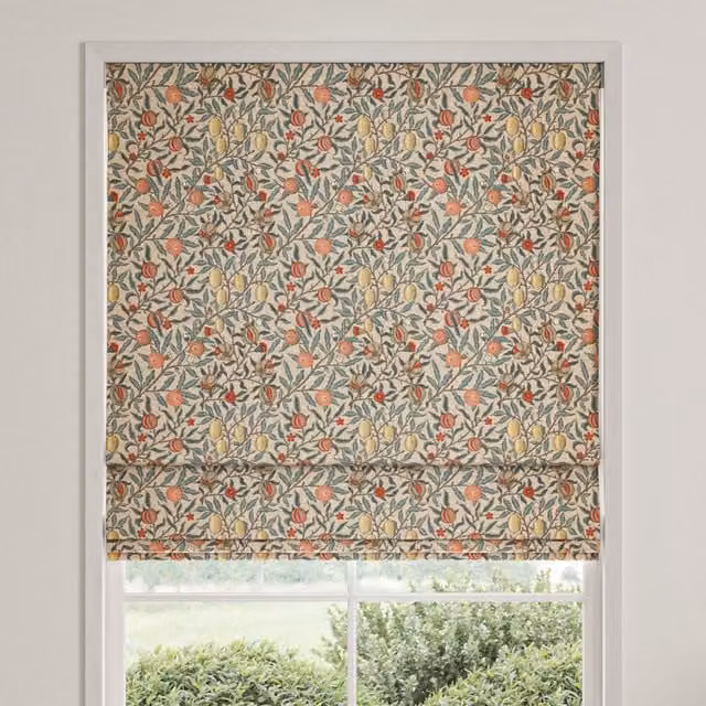 William Morris Fruit Made To Measure Blackout Roman Blind in Clay Multicolour Floral Design