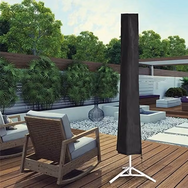 Livingandhome Waterproof Polyester Outdoor Straight Parasol Sunshade Umbrella Cover with Zip, Black