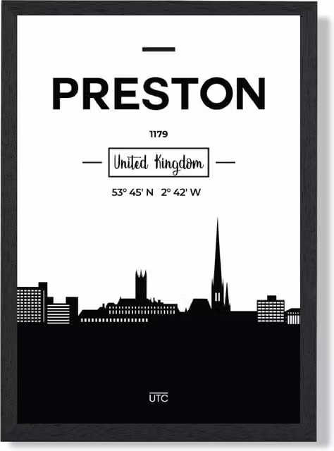 ARTZE Preston Black and White City Skyline Framed Print in Black Frame – 1