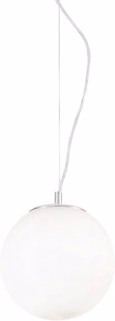 Ideal Lux Mapa Bianco Single Globe Ceiling Pendant Light in White and Chrome, Diameter: 20 cm