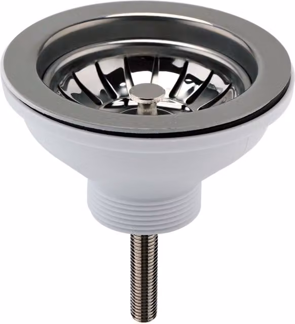 Balterley Fireclay Kitchen Sink Basket Strainer Waste in Brushed Pewter Silver, 90mm – 1