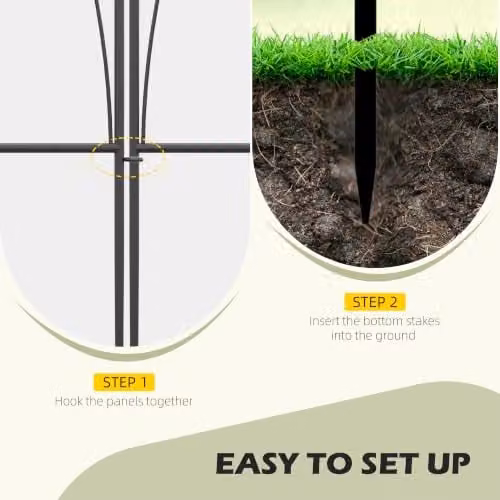 Outsunny 5-Piece Black Metal Palisade Garden Fence Decoration, In-Ground Border Edging, W/D/H: 305 x 62 x 5 cm – 3