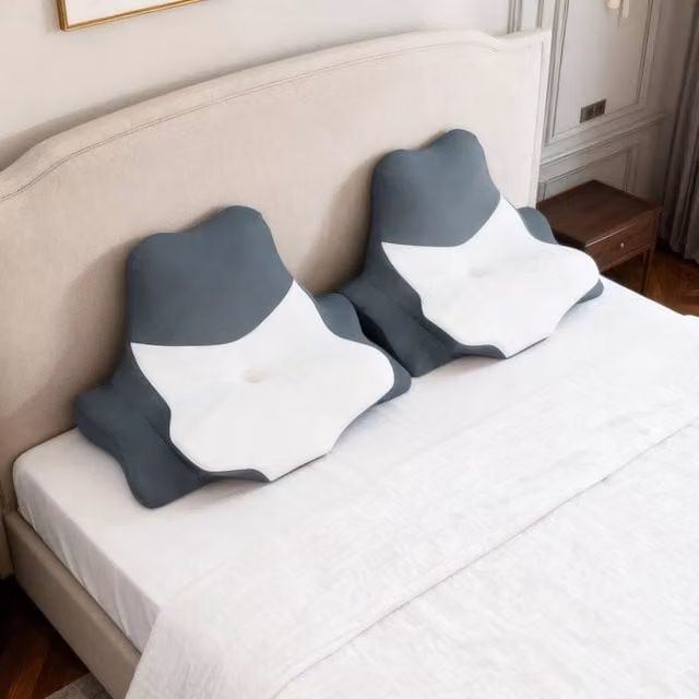 NESTLUNE Grey Memory Foam Stomach Sleeping Pillow for Babies with Removable Viscose Cover – 1