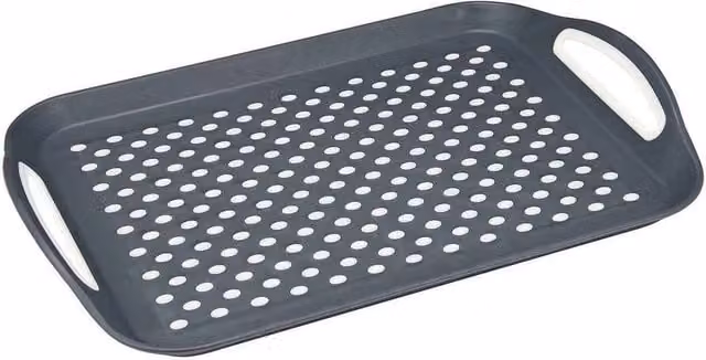 NESTLUNE Non-Slip Square Plastic Serving Tray with Rubber Grip Surface in Grey, W: 100 cm x D: 100 cm