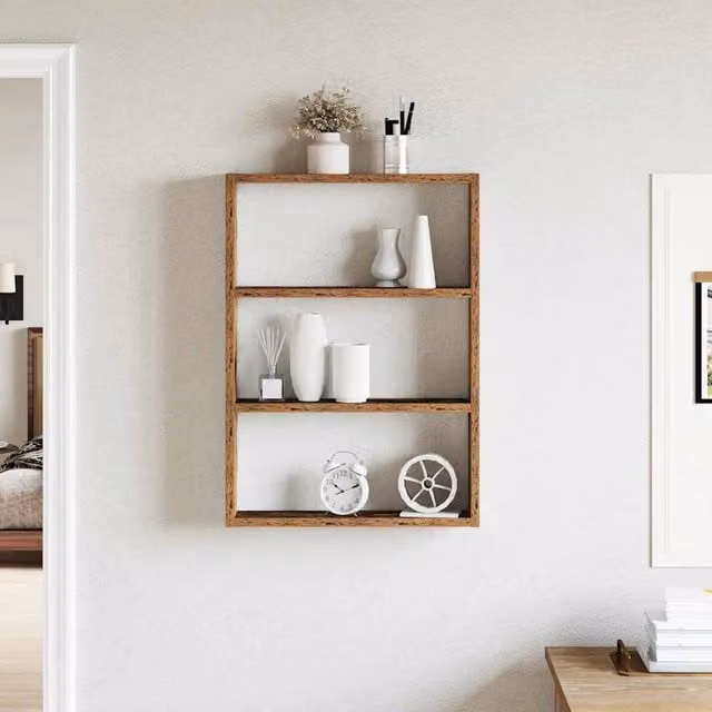 Berkfield Home Wall Shelf in Old Wood Brown, W/D/H: 60 x 43 x 9 cm – 1