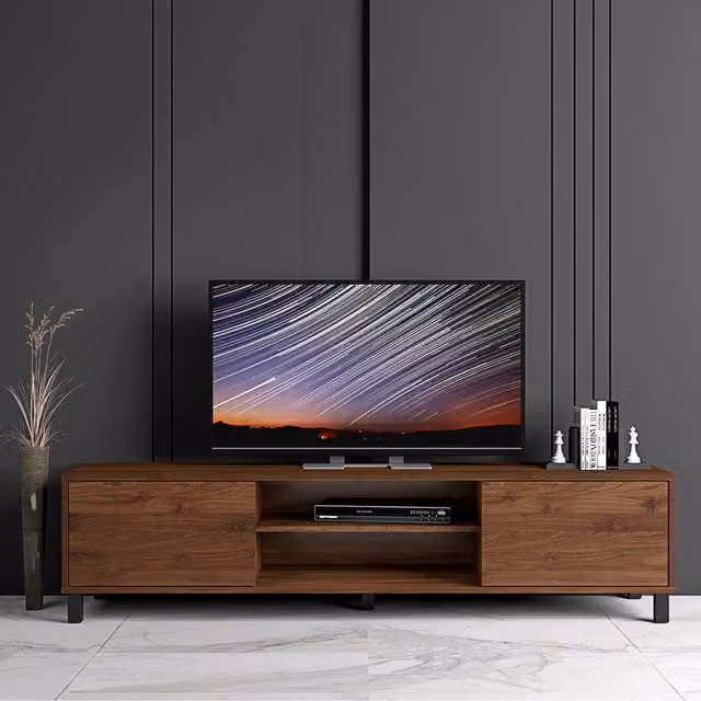 Kidsaw Modern Dark Oak TV Cabinet in Brown, W: 160.0 cm, D: 40.0 cm, H: 38.0 cm